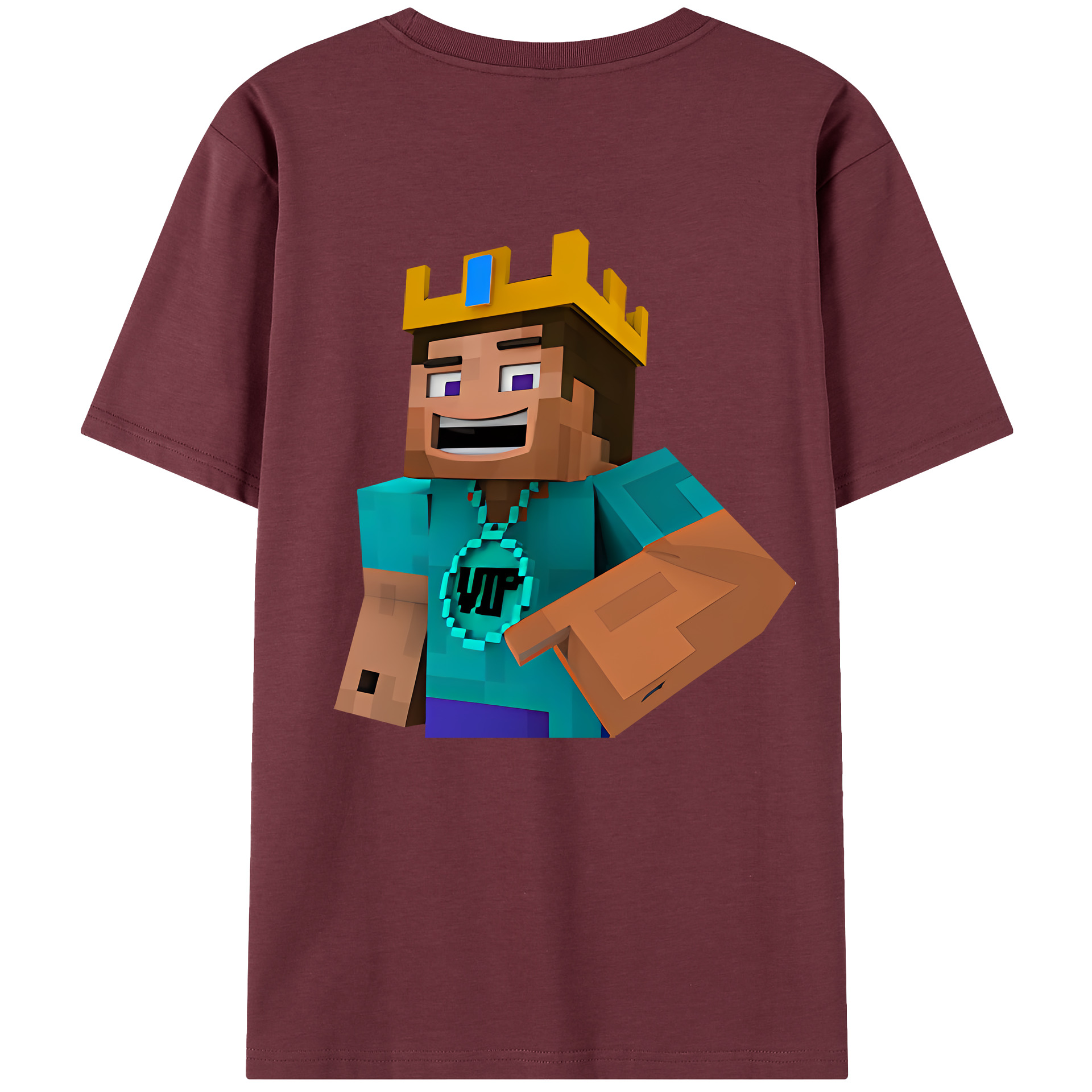（画像用） マインクラフト ブロックの世界 Minecraft MC Block world 綿100％半袖Tシャツ（背面プリント）